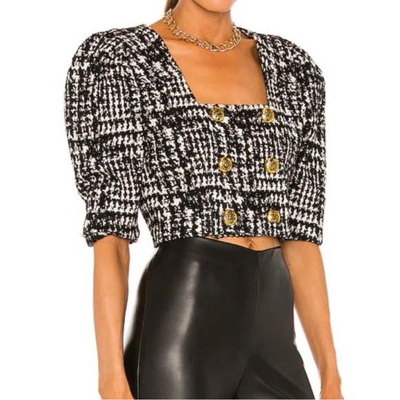 Smythe Jackets & Blazers - SMYTHE Tweed Cropped Jacket in Black & White